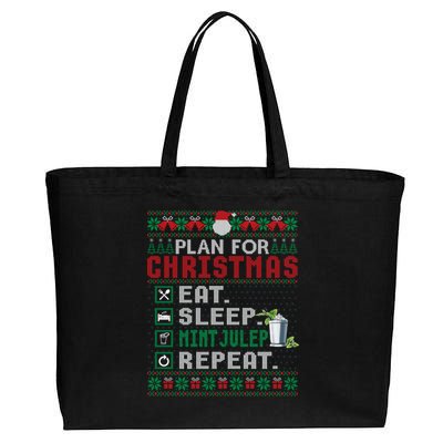 Plan For Christmas Eat Sleep Mint Julep Repeat Cocktail Gift Cotton Canvas Jumbo Tote