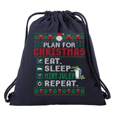 Plan For Christmas Eat Sleep Mint Julep Repeat Cocktail Gift Drawstring Bag