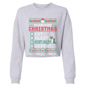 Plan For Christmas Eat Sleep Mint Julep Repeat Cocktail Gift Cropped Pullover Crew