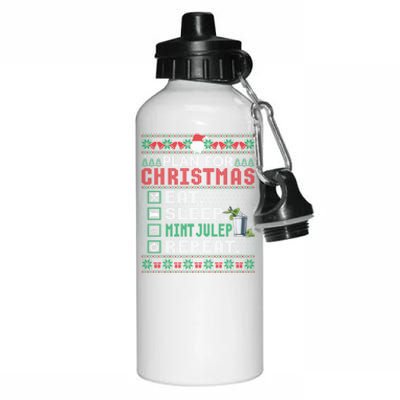 Plan For Christmas Eat Sleep Mint Julep Repeat Cocktail Gift Aluminum Water Bottle 