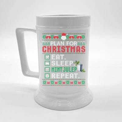 Plan For Christmas Eat Sleep Mint Julep Repeat Cocktail Gift Beer Stein