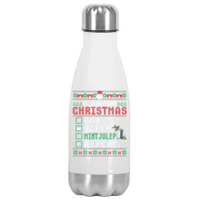 Plan For Christmas Eat Sleep Mint Julep Repeat Cocktail Gift Stainless Steel Insulated Water Bottle