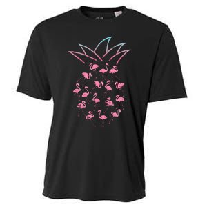 Pineapple Flamingo Cute Funny Tropical Fruit Hawaii Gift Cooling Performance Crew T-Shirt