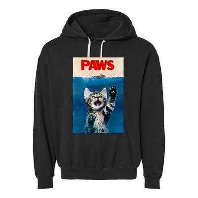 Paws Funny Cat Parody Cat Lover Gift Kitten Shark Mouse Meow Garment-Dyed Fleece Hoodie