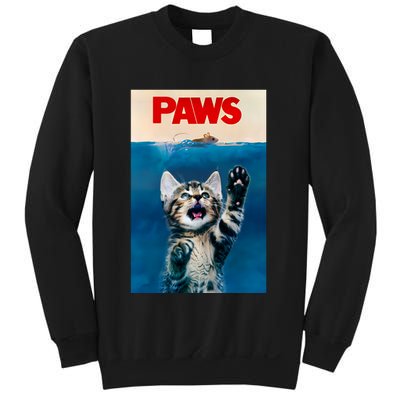 Paws Funny Cat Parody Cat Lover Gift Kitten Shark Mouse Meow Sweatshirt