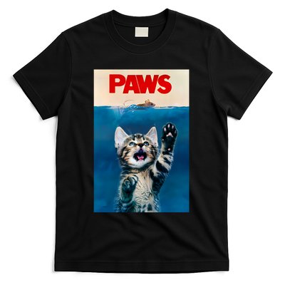 Paws Funny Cat Parody Cat Lover Gift Kitten Shark Mouse Meow T-Shirt