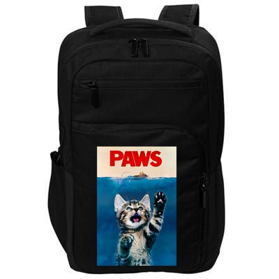 Paws Funny Cat Parody Cat Lover Gift Kitten Shark Mouse Meow Impact Tech Backpack