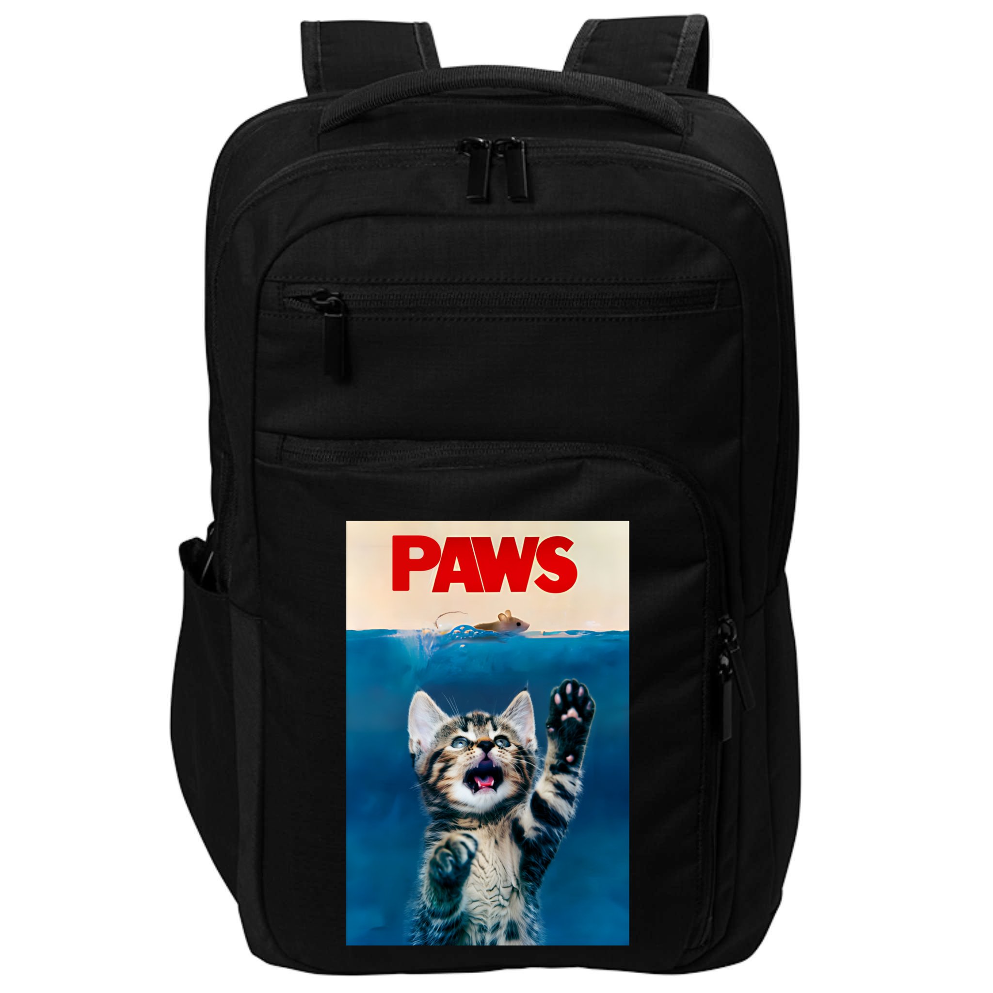 Paws Funny Cat Parody Cat Lover Gift Kitten Shark Mouse Meow Impact Tech Backpack