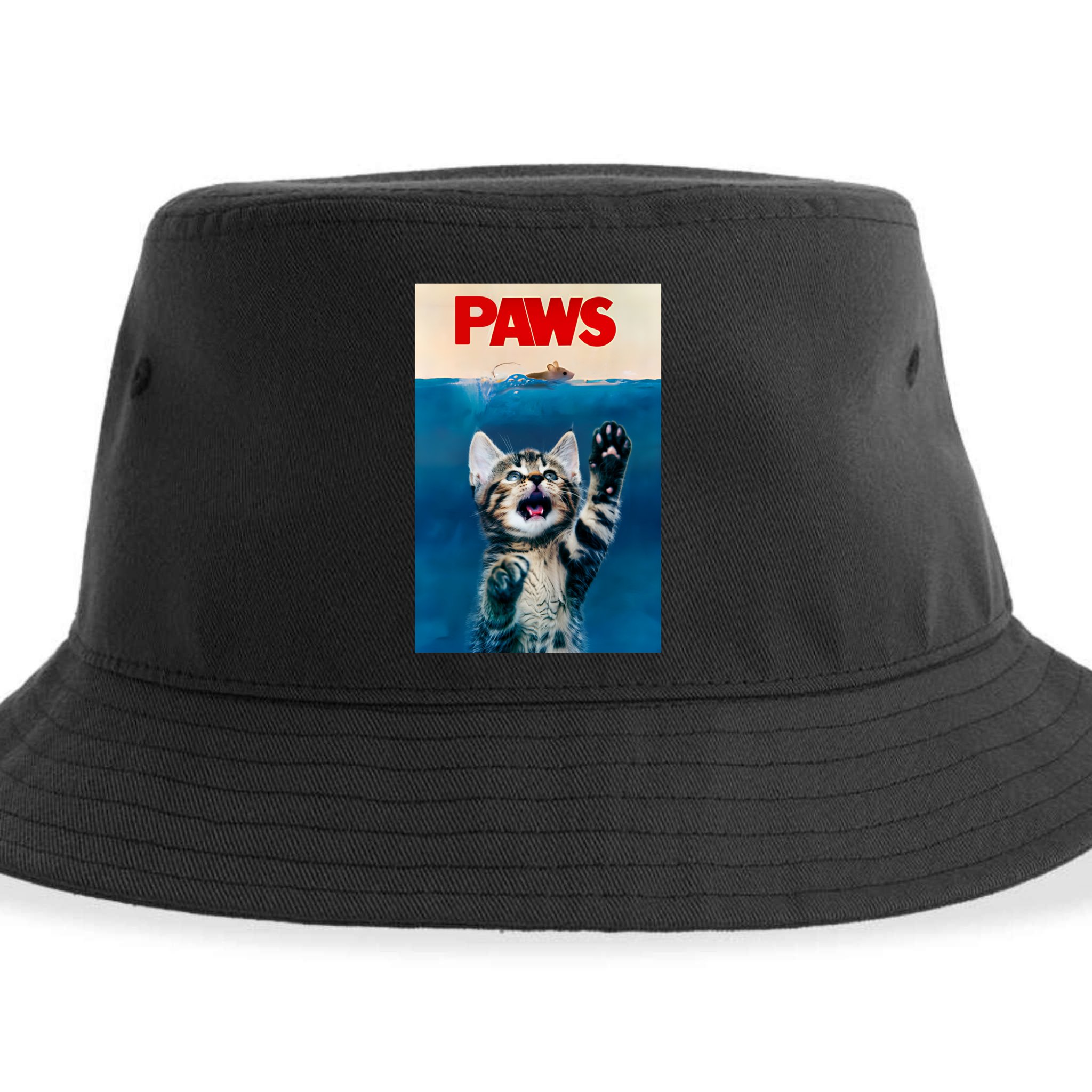 Paws Funny Cat Parody Cat Lover Gift Kitten Shark Mouse Meow Sustainable Bucket Hat