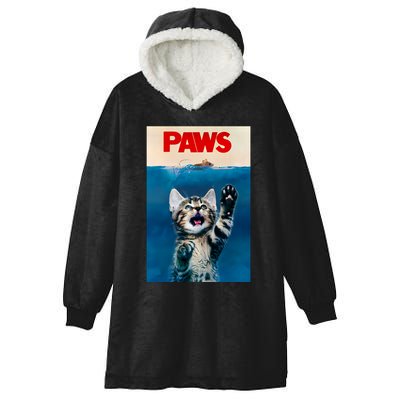 Paws Funny Cat Parody Cat Lover Gift Kitten Shark Mouse Meow Hooded Wearable Blanket