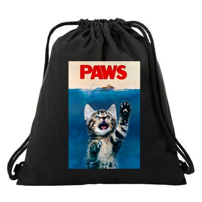 Paws Funny Cat Parody Cat Lover Gift Kitten Shark Mouse Meow Drawstring Bag