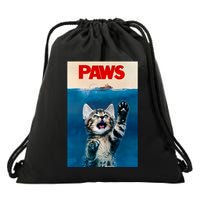 Paws Funny Cat Parody Cat Lover Gift Kitten Shark Mouse Meow Drawstring Bag