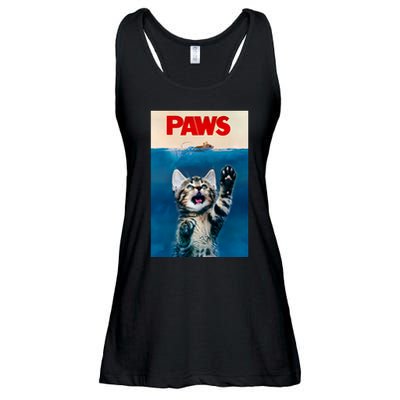 Paws Funny Cat Parody Cat Lover Gift Kitten Shark Mouse Meow Ladies Essential Flowy Tank