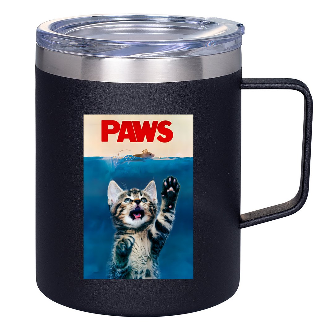 Paws Funny Cat Parody Cat Lover Gift Kitten Shark Mouse Meow 12oz Stainless Steel Coffee Mug