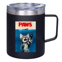 Paws Funny Cat Parody Cat Lover Gift Kitten Shark Mouse Meow 12oz Stainless Steel Coffee Mug