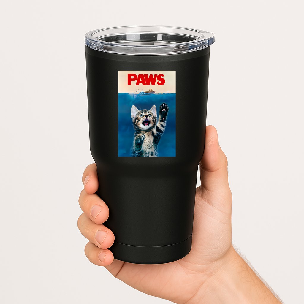 Paws Funny Cat Parody Cat Lover Gift Kitten Shark Mouse Meow Tumbler