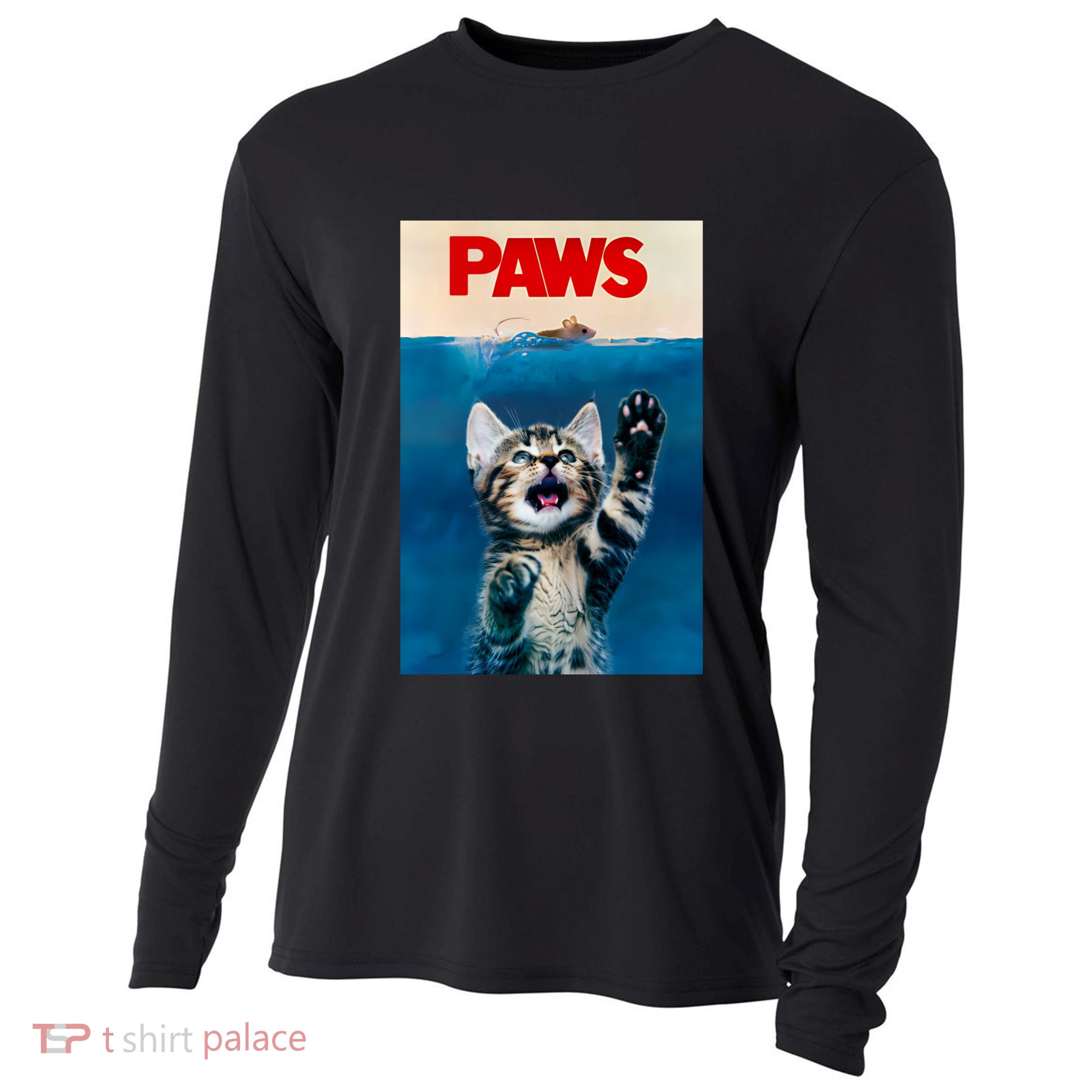 Paws Funny Cat Parody Cat Lover Gift Kitten Shark Mouse Meow Cooling Performance Long Sleeve Crew