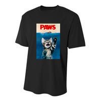 Paws Funny Cat Parody Cat Lover Gift Kitten Shark Mouse Meow Youth Performance Sprint T-Shirt