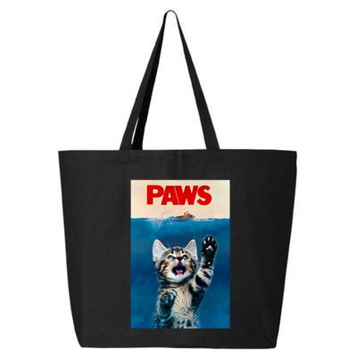 Paws Funny Cat Parody Cat Lover Gift Kitten Shark Mouse Meow 25L Jumbo Tote