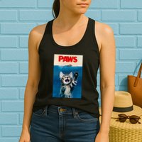 Paws Funny Cat Parody Cat Lover Gift Kitten Shark Mouse Meow Womens Tank Top