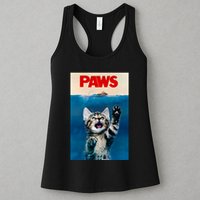 Paws Funny Cat Parody Cat Lover Gift Kitten Shark Mouse Meow Womens Tank Top