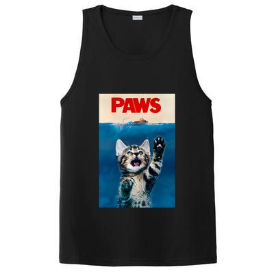 Paws Funny Cat Parody Cat Lover Gift Kitten Shark Mouse Meow PosiCharge Competitor Tank
