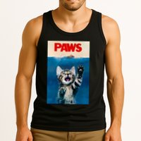 Paws Funny Cat Parody Cat Lover Gift Kitten Shark Mouse Meow Tank Top