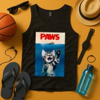 Paws Funny Cat Parody Cat Lover Gift Kitten Shark Mouse Meow Tank Top