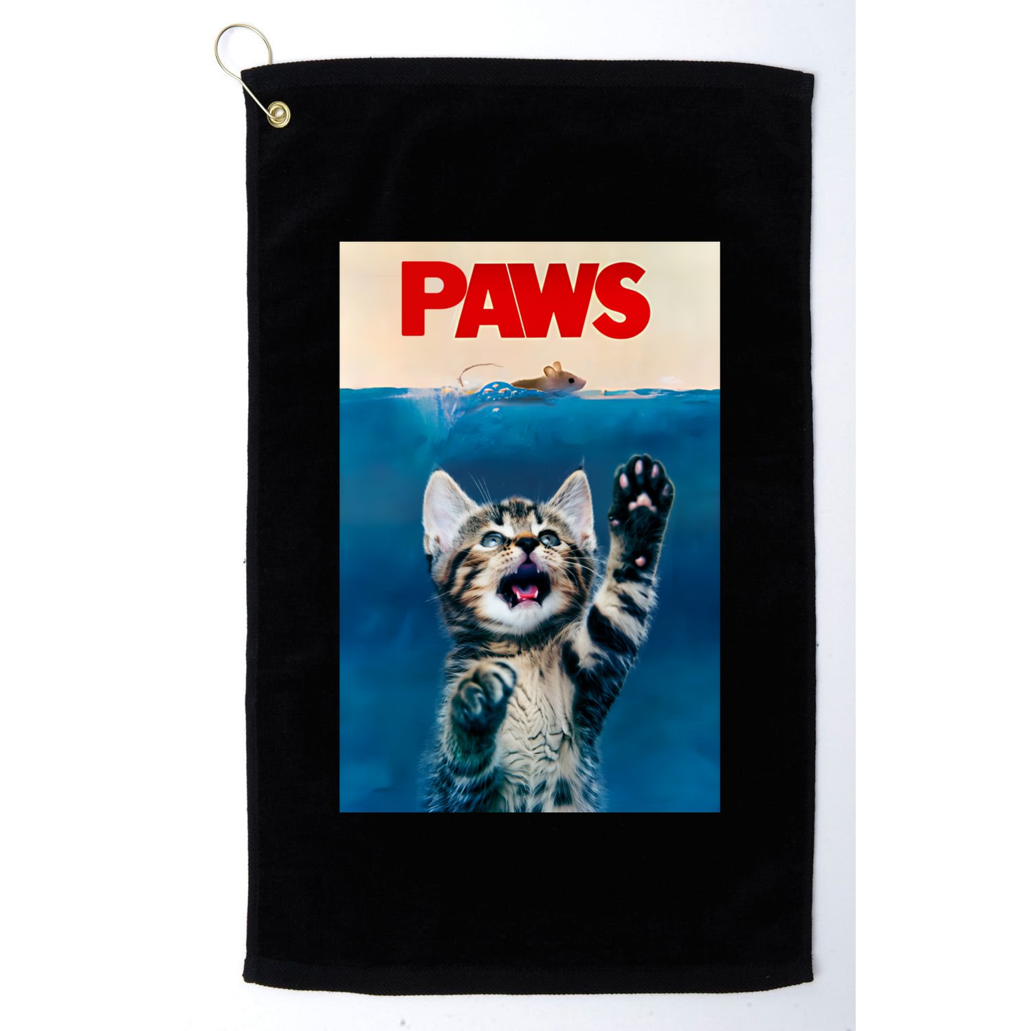 Paws Funny Cat Parody Cat Lover Gift Kitten Shark Mouse Meow Golf Towel