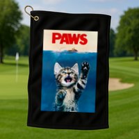 Paws Funny Cat Parody Cat Lover Gift Kitten Shark Mouse Meow Golf Towel