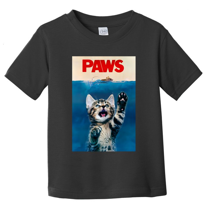 Paws Funny Cat Parody Cat Lover Gift Kitten Shark Mouse Meow Toddler T-Shirt