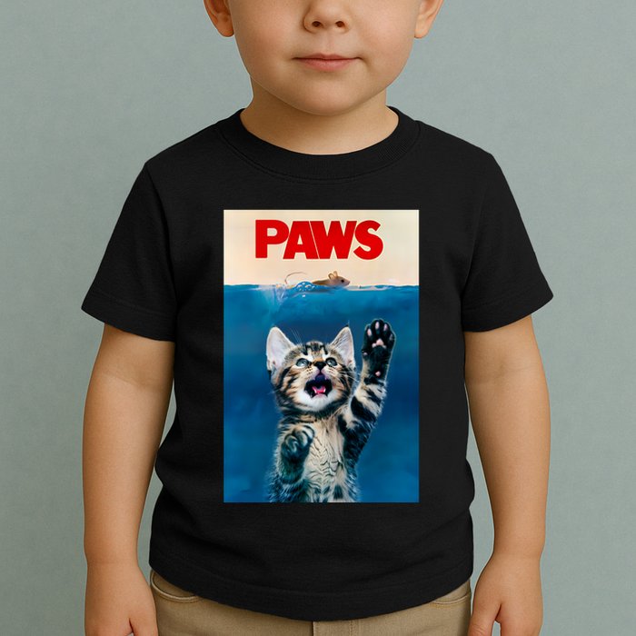 Paws Funny Cat Parody Cat Lover Gift Kitten Shark Mouse Meow Toddler T-Shirt