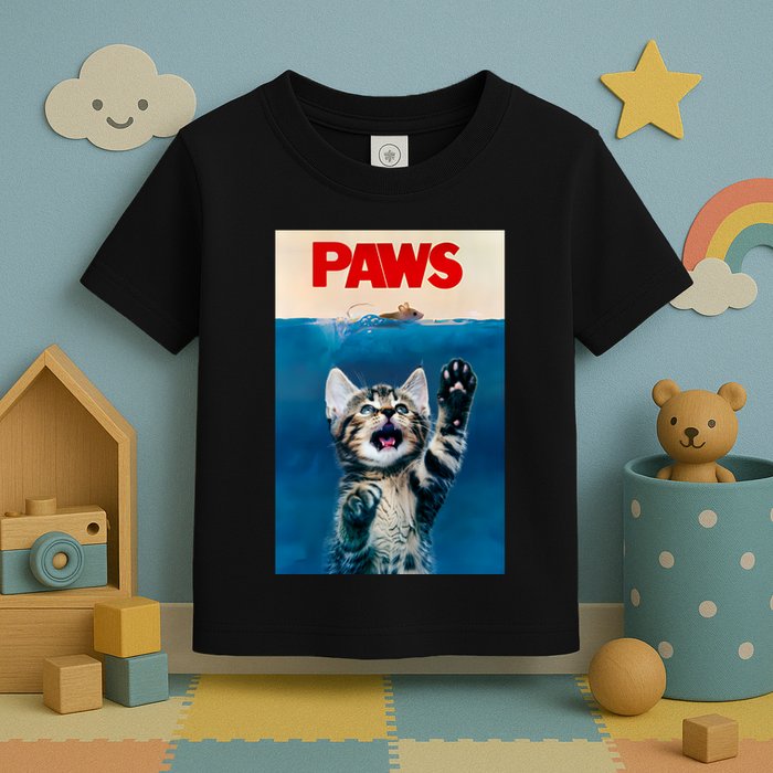 Paws Funny Cat Parody Cat Lover Gift Kitten Shark Mouse Meow Toddler T-Shirt