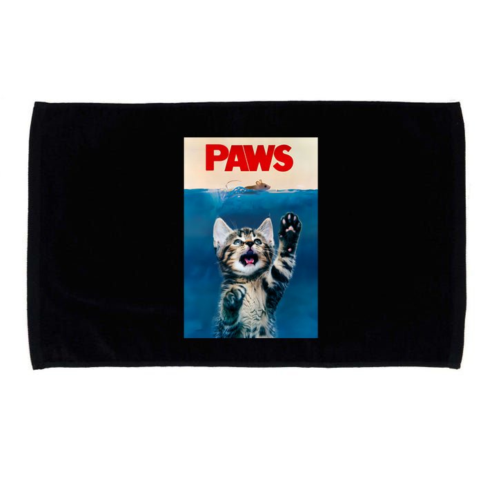 Paws Funny Cat Parody Cat Lover Gift Kitten Shark Mouse Meow Microfiber Hand Towel