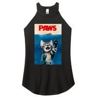 Paws Funny Cat Parody Cat Lover Gift Kitten Shark Mouse Meow Women's Perfect Tri Rocker Tank