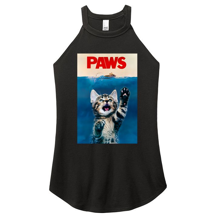 Paws Funny Cat Parody Cat Lover Gift Kitten Shark Mouse Meow Women's Perfect Tri Rocker Tank