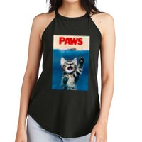 Paws Funny Cat Parody Cat Lover Gift Kitten Shark Mouse Meow Women's Perfect Tri Rocker Tank