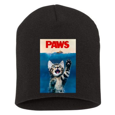 Paws Funny Cat Parody Cat Lover Gift Kitten Shark Mouse Meow Short Acrylic Beanie