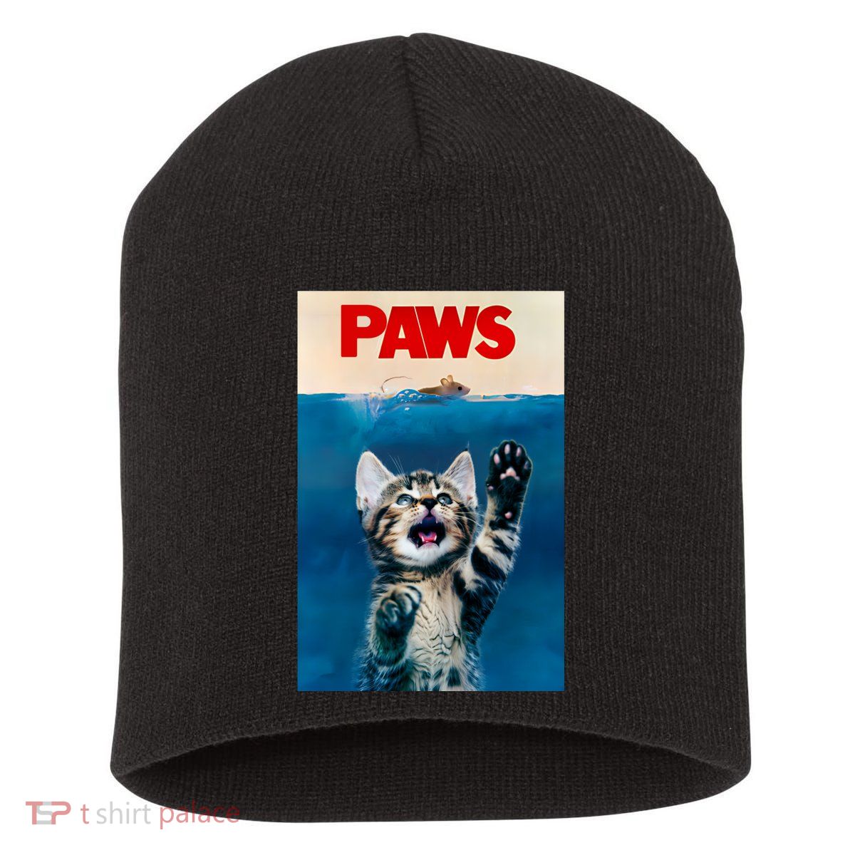 Paws Funny Cat Parody Cat Lover Gift Kitten Shark Mouse Meow Short Acrylic Beanie