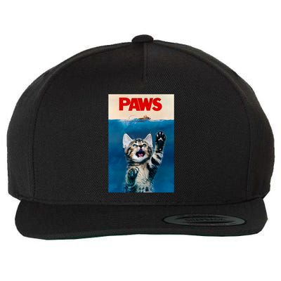 Paws Funny Cat Parody Cat Lover Gift Kitten Shark Mouse Meow Wool Snapback Cap