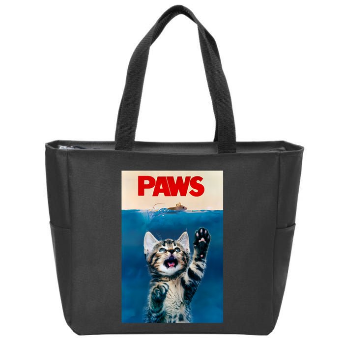 Paws Funny Cat Parody Cat Lover Gift Kitten Shark Mouse Meow Zip Tote Bag