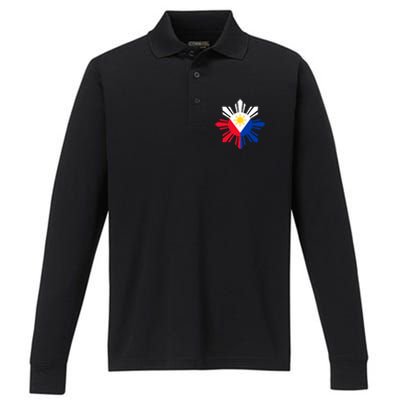 Philippine Flag Cool Gift Pinoy Flag Filipino Funny Gift Pinoy Sun Performance Long Sleeve Polo