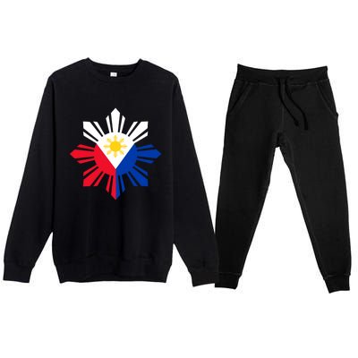 Philippine Flag Cool Gift Pinoy Flag Filipino Funny Gift Pinoy Sun Premium Crewneck Sweatsuit Set