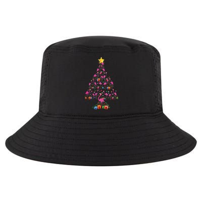 Pink Flamingo Christmas Tree Cute Flamingos Holiday Decor Cool Comfort Performance Bucket Hat