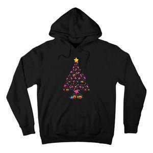 Pink Flamingo Christmas Tree Cute Flamingos Holiday Decor Tall Hoodie