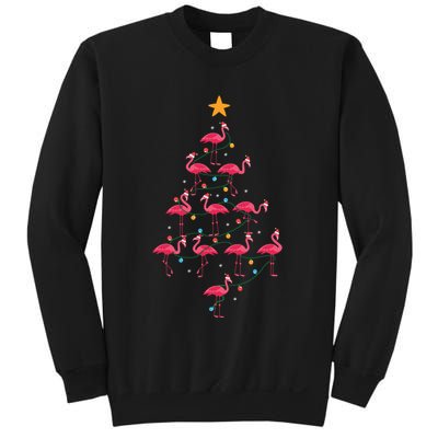 Pink Flamingo Christmas Tree Cute Flamingos Holiday Deco Sweatshirt