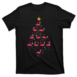 Pink Flamingo Christmas Tree Cute Flamingos Holiday Deco T-Shirt