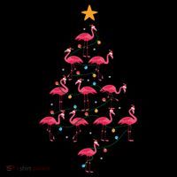 Pink Flamingo Christmas Tree Cute Flamingos Holiday Deco T-Shirt