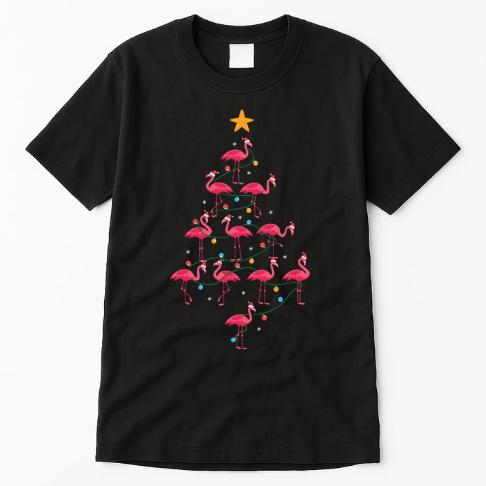 Pink Flamingo Christmas Tree Cute Flamingos Holiday Deco Tall T-Shirt