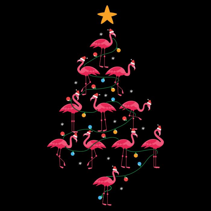 Pink Flamingo Christmas Tree Cute Flamingos Holiday Deco Tall T-Shirt
